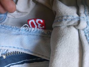 Light Wash Frayed Hem Cargo Jeans