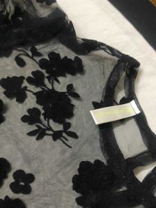 Black Floral Sheer Top