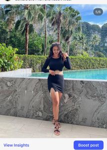 Black Two-Piece Set with Rhinestone Fringe