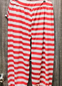 Women's Red And White Stripes Pyjamas