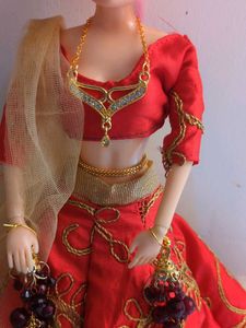 Red Lehenga Choli for Barbie Doll