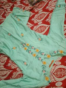 Embroidered Teal Kurta Set