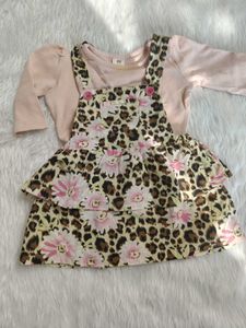Baby Girl Leopard Floral Pinafore Dress Set