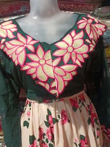Stylish Green Embroidered Blouse with lower 2pc L