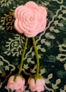 Crochet Pink Rose Hair Clip💗