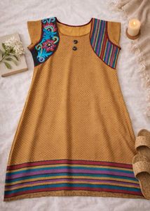 New Stylish Yellow Kurta with Embroidered Neckline