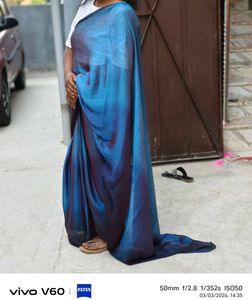 Stunning Blue Ombre Silk Saree