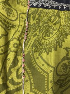 Olive Green Embroidered Kurta  with Dupatta