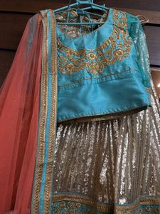 Teal & Gold Lehenga Set