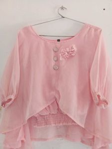 Pink Chikankari Kurta with Floral Detail