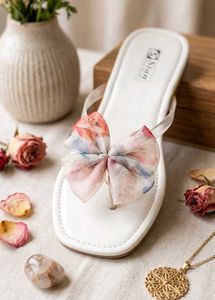 Chic Floral Bow Flip Flops