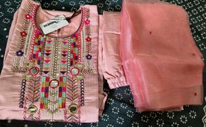 Elegant Peach Embroidered Kurta Set