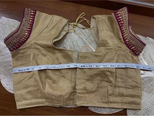 Maroon Saree with Golden Border and Blouse