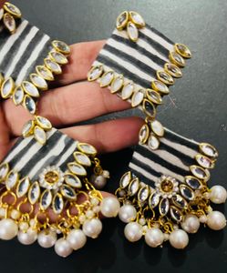 Fancy Fabric Party Wear Long Size Earrings