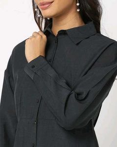 Brand New Elegant Black Button-Down Shirt Dress