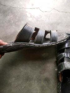 Men's Black Leather Sandals