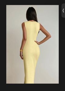 Elegant Yellow Ruched Midi Dress