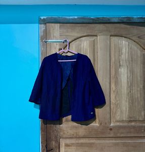 Elegant Blue Cropped Jacket