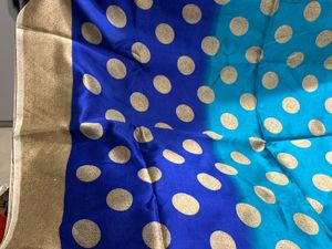 Elegant Polka Dot Saree double shade unused