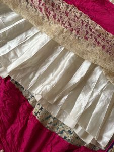 Elegant Cream &amp; Pink Embellished Lehenga