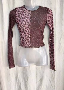 I. Sheer Floral Print Long Sleeve Top