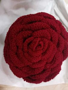 Handmade Red Rose Crochet Scarf/Dupatta