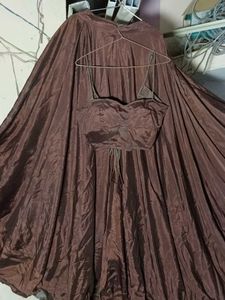“Designer Brown Silk Lehenga Choli