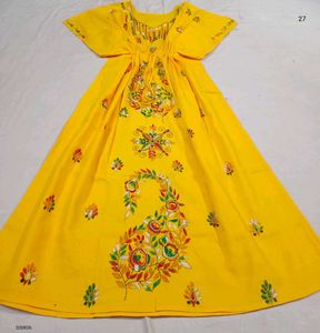 Hand Kantha Embroidered Kaftan Dress