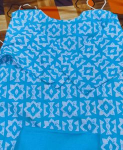 🩵🩵Blue &amp; White Printed Kurta Set
