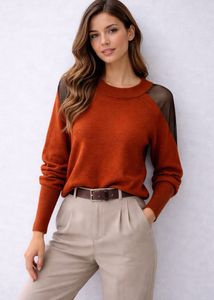 Stylish Rust-Colored Knit Top