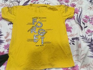 Yellow Graphic Tee &amp; Black Shorts Set