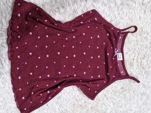 Cute Heart Print Pajama Top