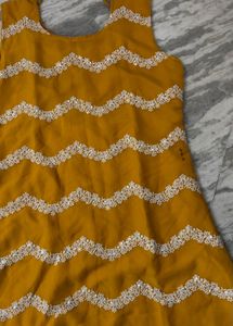 Yellow Embellished Sleeveless Blouse