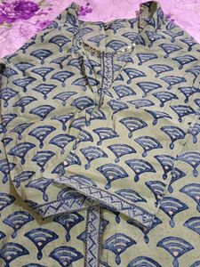 Green Printed Kurta