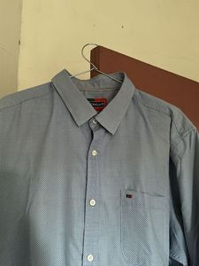 Men's Blue Textured Long Sleeve Shirt