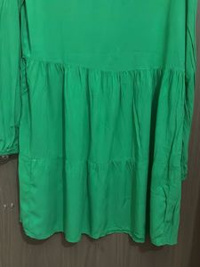 pure cotton flare Vibrant Green Tiered Dress