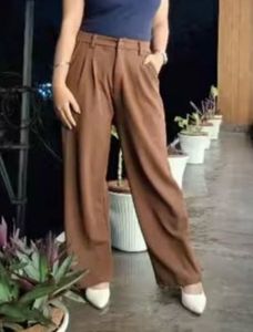 Chic Beige Wide-Leg Pants 3 pcs