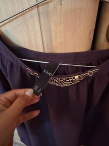 Elegant Purple Sheer Blouse with Embellishment