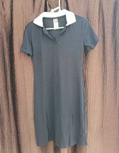 SALE💰 Classic Black Ribbed Polo Dress