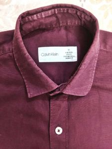 Calvin Klein Burgundy Button-Up Shirt