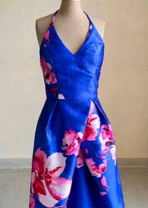 Royal Blue Floral Halter Neck Gown 💙✨