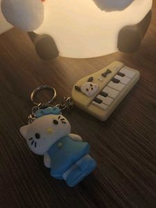 Cute Hello Kitty and Dog Piano Keychain Set of Two
