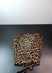 Women   Beige &amp;Black  Leopard Print Top with Knot.