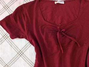 Cherry Red/Maroon Bow Top