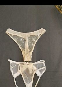 Sheer Lace Thong &amp; Brief Set