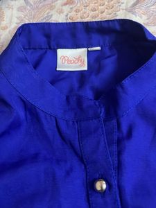 Vibrant Blue Long Kurta with Belt