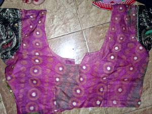 Stunning Purple Embroidered Saree with blouse