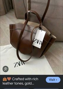 ZARA Brown Faux Leather Hobo Bag