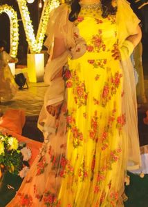 Golden Ethnic Gown With Dupatta