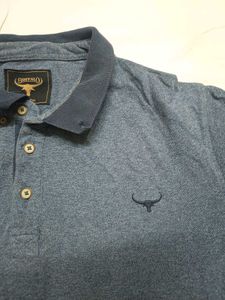 Men's Blue Textured Polo T-Shirt